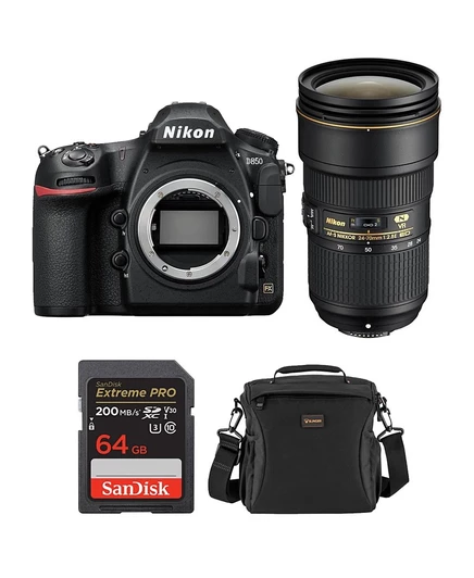 Фотоаппарат Nikon D850 с объективом 24–70mm f/2.8, черный