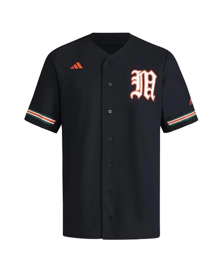 Мужская бейсбольная футболка Adidas Miami Hurricanes с V‑вырезом, черная