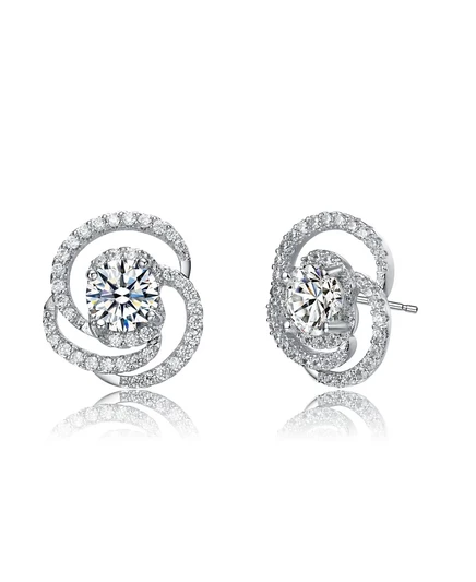 Серьги-гвоздики из белого золота с фианитами Solitaire Love Knot Swirl из серебра