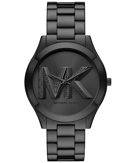 Женские часы Michael Kors Slim Runway с тремя стрелками, черные, из нержавеющей стали, 42 мм