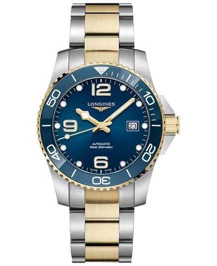 Мужские швейцарские автоматические часы HydroConquest Longines с двухцветным браслетом из нержавеющей стали, 41 мм