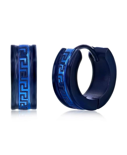 Мужские серьги-кольца Metallo Greek Key 13 мм, синие