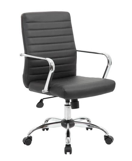 Рабочее кресло Boss Office Products в стиле ретро с хромированными подлокотниками черного цвета