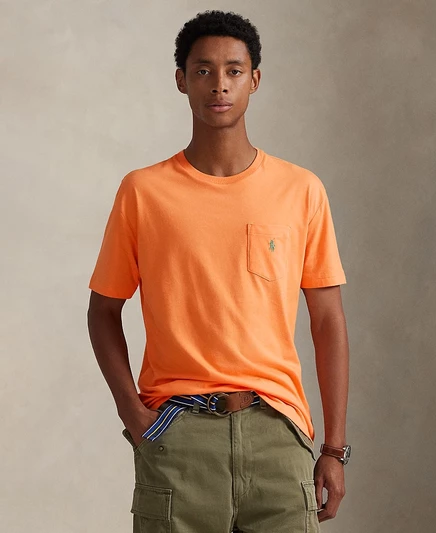  Мужская футболка классического кроя с круглым вырезом и карманами Polo Ralph Lauren orange