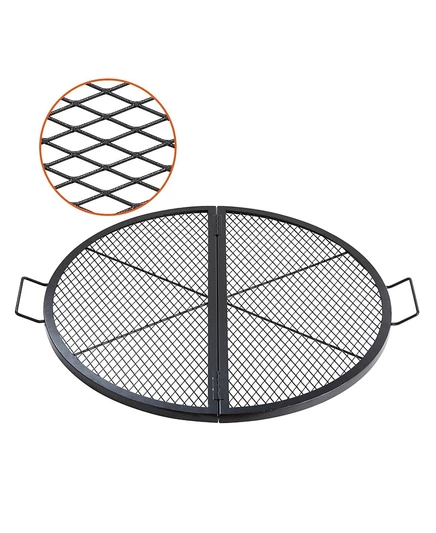 Ecooso 36-дюймовая складная решетка для гриля Fire Pit, прочная стальная решетка для приготовления пищи на костре с ручками черного цвета