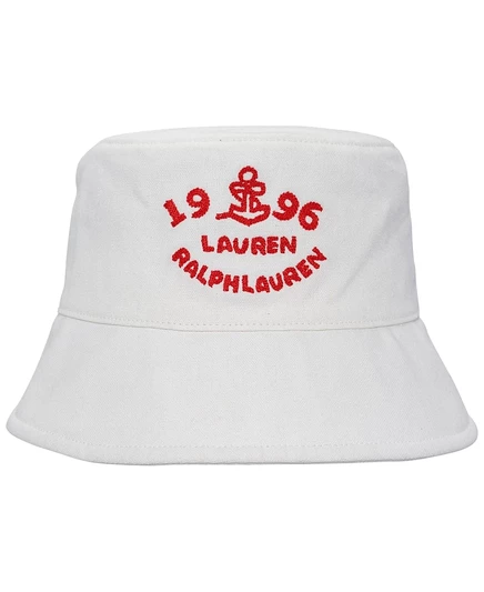 Панама с вышитым логотипом Lauren Ralph Lauren коричнево-бежевого цвета