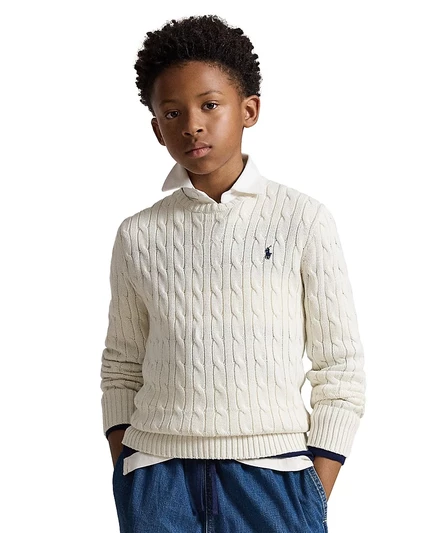 Свитер для мальчиков Polo Ralph Lauren с косами, кремовый