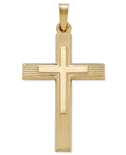 Двухцветная подвеска с крестом-шармом из желтого и белого золота 14 карат yellow gold