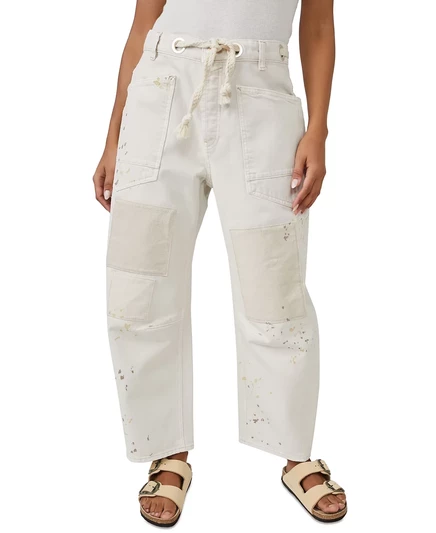 Женские джинсы-бочкообразки Moxie на завязках от Free People white