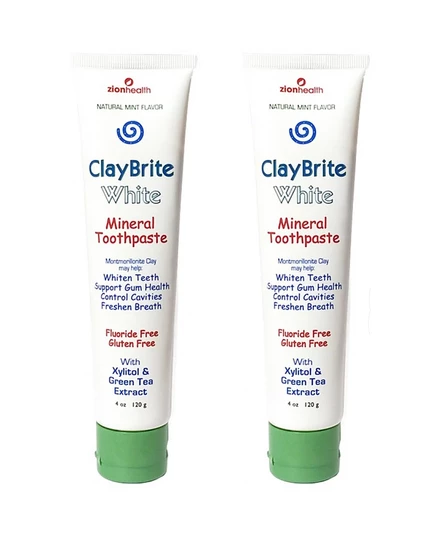 Зубная паста Zion Health Claybrite, без фтора, белая