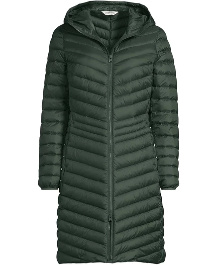 Женское пуховое пальто Lands' End Wanderweight, зеленое