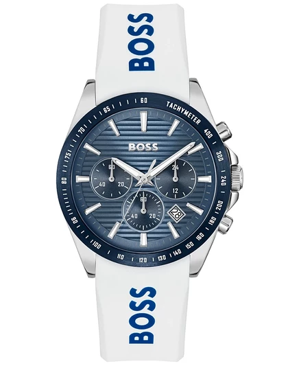 Мужские кварцевые часы с хронографом Hugo Boss Strike, белые силиконовые часы, 41 мм, белый