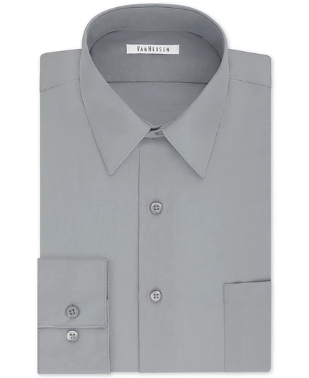 Мужская однотонная рубашка из поплина Van Heusen Big & Tall классического/обычного кроя без морщин