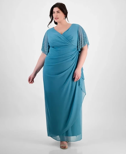 Женское платье Alex Evenings plus-size шифоновое, синее
