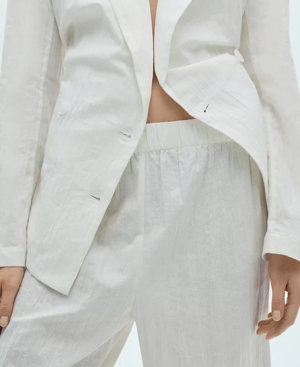 Женские брюки-кюлоты из льняной смеси Mango white