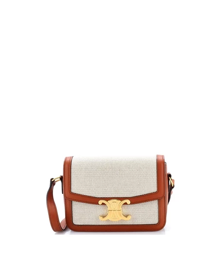 Женская сумка Pre-Owned Celine Teen Triomphe через плечо, бежевая