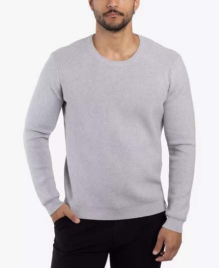  Мужской свитер с круглым вырезом в рубчик light heather grey