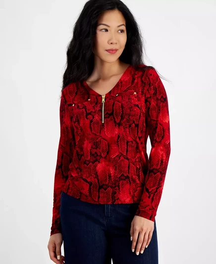  Миниатюрный топ на молнии с принтом в виде змеиной кожи, созданный для Macy's vera combo