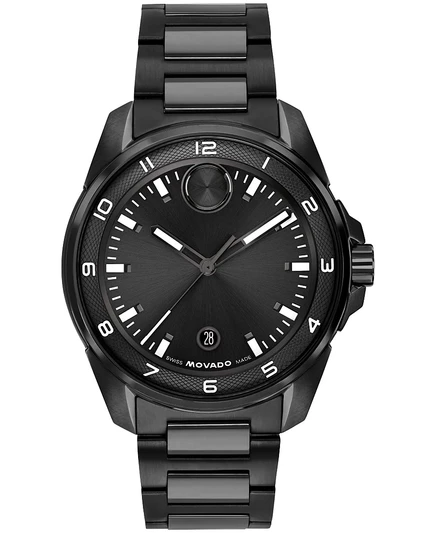 Мужские швейцарские кварцевые часы Movado Bold Verso S из черной стали с ионным покрытием, 42 мм, черный
