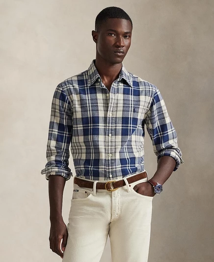 Мужская оксфордская рубашка Polo Ralph Lauren, приталенная, белая