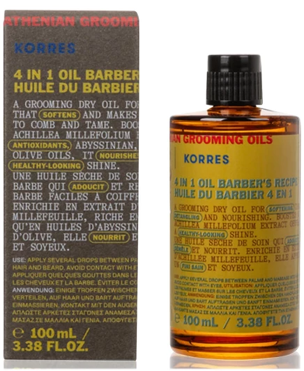 Масло для ухода за волосами Korres Athenian Grooming Barber's 4-В-1, 3,38 унции, бесцветное