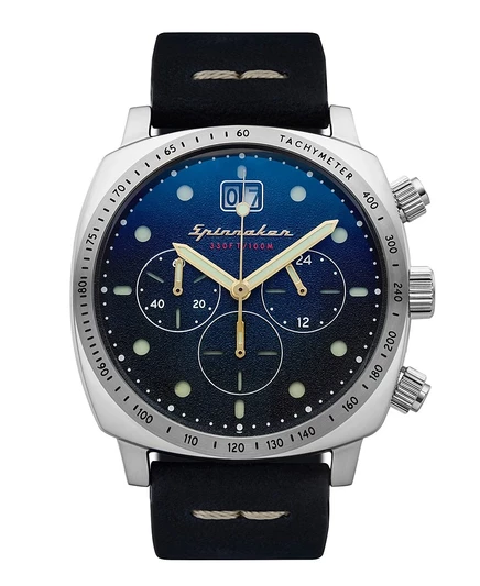 Мужские часы Spinnaker Hull Chrono на темно-синем ремешке из натуральной кожи 42 мм blue