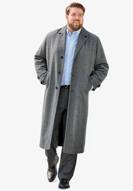  Мужское длинное пальто из смесовой шерсти Big & Tall charcoal herringbone