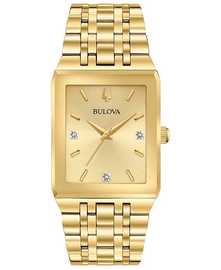 Мужские часы Bulova Futuro с золотым браслетом из нержавеющей стали с бриллиантовым акцентом 30x45 мм