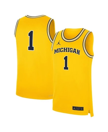 Мужская майка Jordan Michigan Wolverines №1, желтая