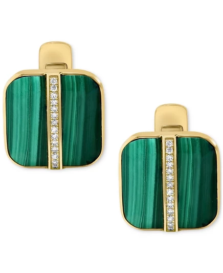 Мужские запонки EFFY Malachite Diamond, позолоченные, зеленые