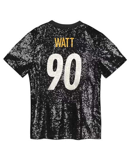 Верхняя одежда Big Girls T.J. Watt Черная модная майка Pittsburgh Steelers с V-образным вырезом и блестками black