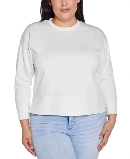 Женский топ Belldini plus size из scuba-ткани, белый