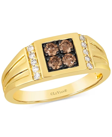 Мужское кольцо Le Vian® с шоколадным бриллиантом и обнаженным бриллиантом телесного цвета (1/2 карата) из 14-каратного золота без цвета