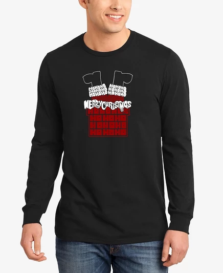 Мужская футболка с длинным рукавом Chimney Santa Word Art в стиле поп-Арт от LA Pop Art black