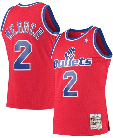 Мужская футболка Chris Webber Red Washington Bullets Hardwood Classics 1994-95 Swingman, красная