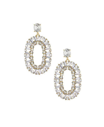 Серьги Ettika Sparkle Oval подвесные, позолота 18K, разноцветные