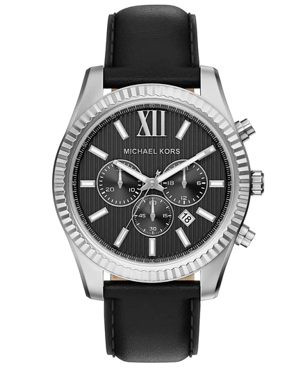 Мужские кожаные часы Michael Kors с хронографом Lexington, черные, 45 мм