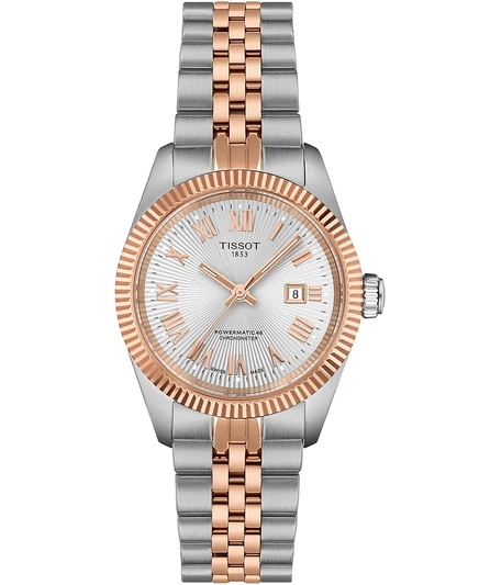 Женские часы Tissot Ballade, двухцветные, 30 мм, серебристые
