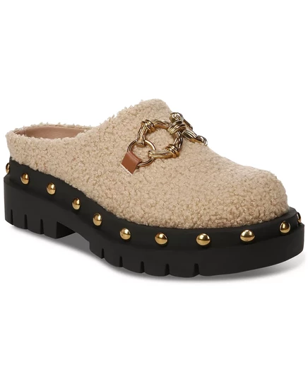  Женские сабо из овечьей шерсти Annie с шипованной подошвой без застежки dark blonde shearling