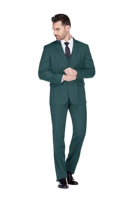  Мужской эластичный костюм классического покроя из 3 частей Performance Stretch hunter green