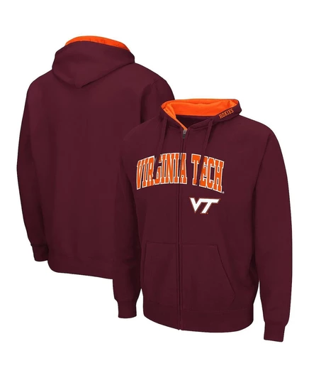 Мужская толстовка с капюшоном на молнии Virginia Tech Hokies Arch & Logo 3.0 maroon