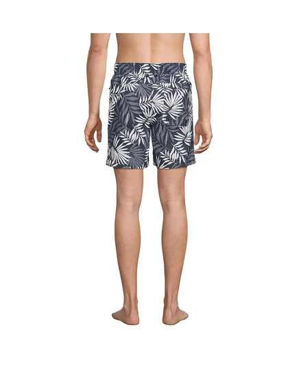 Мужские 7-дюймовые плавки с гидролайнером Volley от Lands' End slate blue stipple palm