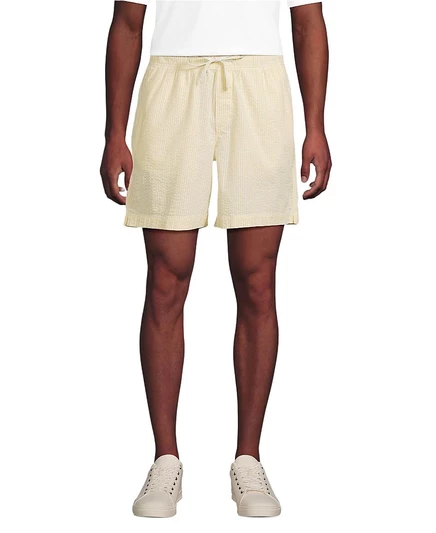 Мужские 7-дюймовые брюки-слиперы Lands' End из ткани Seersucker Pull On Deck, короткие, желтые