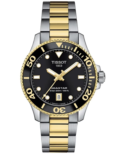 Женские часы Tissot Seastar 1000 36 мм двухцветные, черные