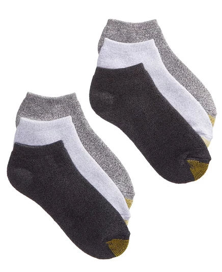 Женские повседневные носки-вкладыши Gold Toe из 6 упаковок серого цвета с золотым носком
