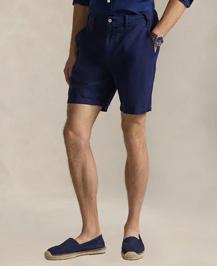 Мужские чино-шорты Polo Ralph Lauren из льна/хлопка, синие