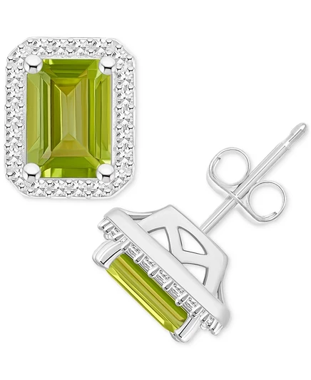 Серьги-гвоздики Macy's с аметистом 2 к. и бриллиантами 0,2 к., зеленые
