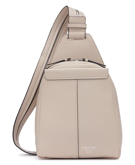 Женский кожаный рюкзак Calvin Klein Millie трансформер, бежевый