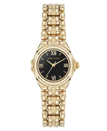 Женские кварцевые часы Anne Klein с круглым золотистым браслетом Capital из металлического сплава, 28 мм