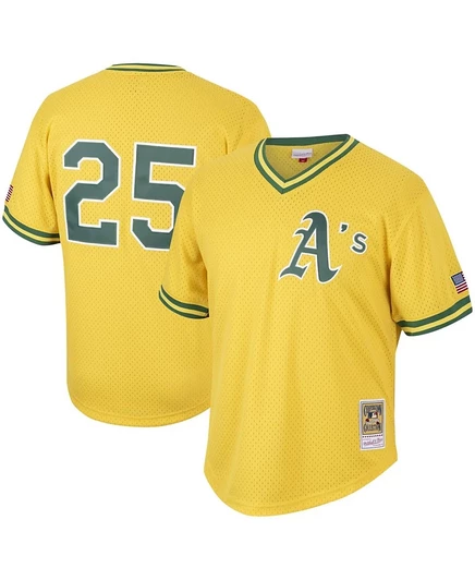 Мужская майка Mitchell & Ness Mark McGwire Gold из коллекции Oakland Athletics Cooperstown с сеткой для тренировок по ватину gold